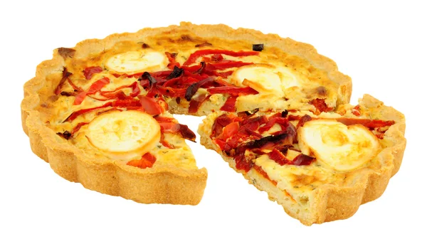 Goats Cheese And Red Pepper Quiche — Stock Photo, Image
