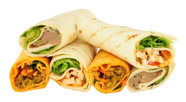 Groep van gevulde Tortilla Wraps Rechtenvrije Stockfoto's