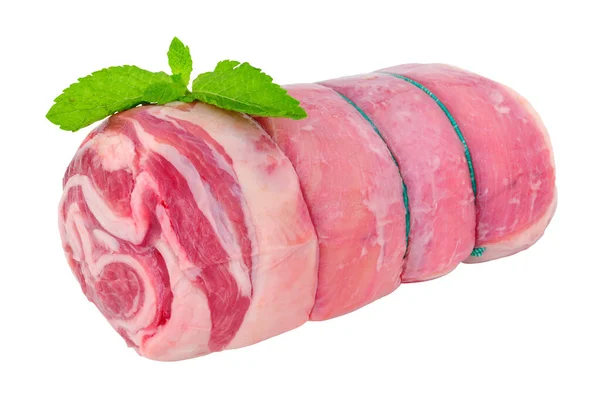 Roh Gerolltes Lammbrustfleisch Isoliert Auf Weißem Hintergrund — Stockfoto