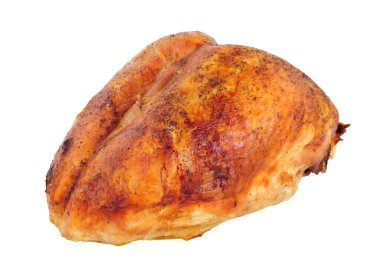 Beyaz bir arka planda izole edilmiş, tam pişmiş hindi tacı.