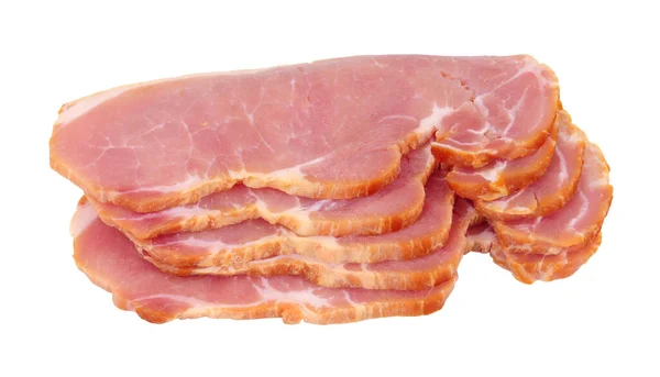 Rashers Médaillon Bacon Fumé Cru Isolé Sur Fond Blanc — Photo