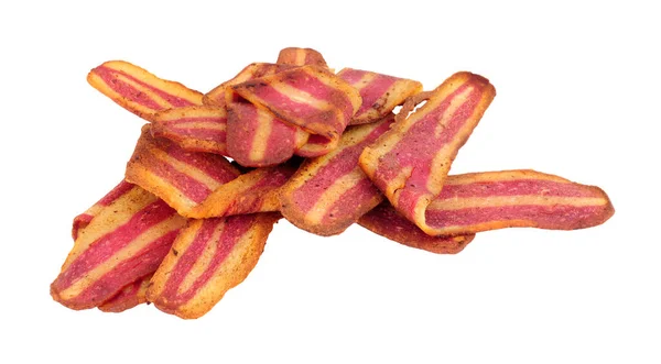 Stekt Krispig Kött Fri Växt Baserad Bacon Rashers Isolerad Vit — Stockfoto