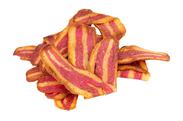 Stekt Krispig Kött Fri Växt Baserad Bacon Rashers Isolerad Vit — Stockfoto