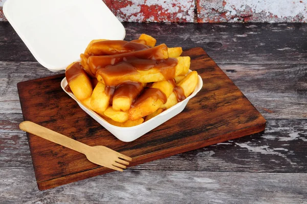 Chips Och Sås Måltid Take Away Box Med Lock — Stockfoto