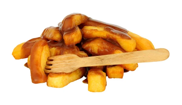 Portion Chips Gravy Isolated White Background — Stock Photo, Image