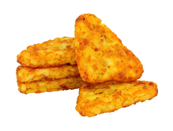 Grupp Krispig Potatis Hash Browns Isolerad Vit Bakgrund — Stockfoto