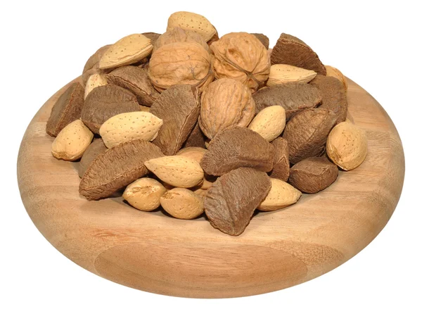 Mixed Nuts In houten schotel — Stockfoto