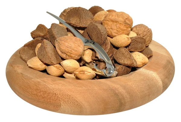 Mixed Nuts In Wooden Dish — Stock Photo, Image