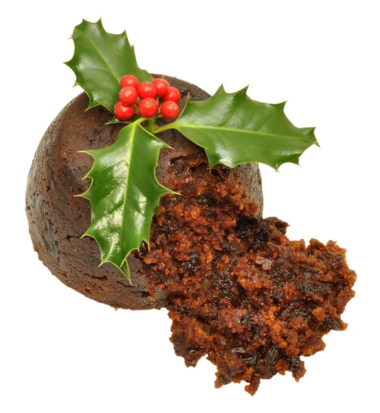 Pudding de Noël et houx — Photo
