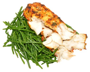 Samphire ile ızgara balık