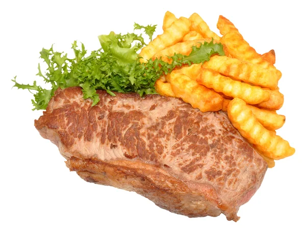 Gebakken biefstuk en Chips — Stockfoto