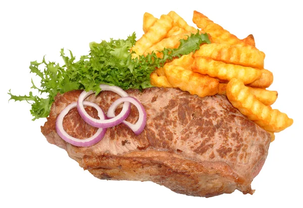 Gebratenes Steak und Pommes — Stockfoto