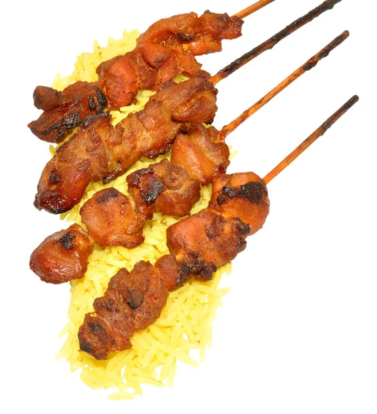 Kebab kurczak z ryżem — Zdjęcie stockowe