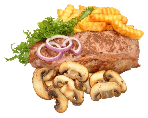 Steak und Pilzmehl — Stockfoto