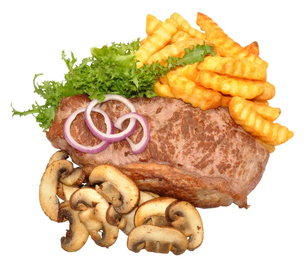 Steak und Pilzmehl — Stockfoto