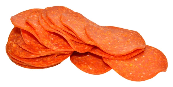 Pepperoni mięso plastry — Zdjęcie stockowe