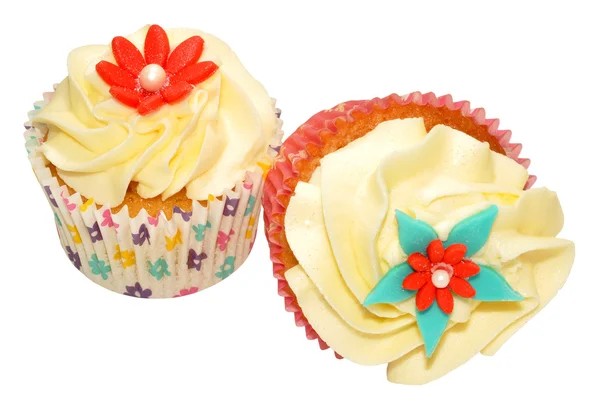 Twee Vanille Cupcakes — Stockfoto