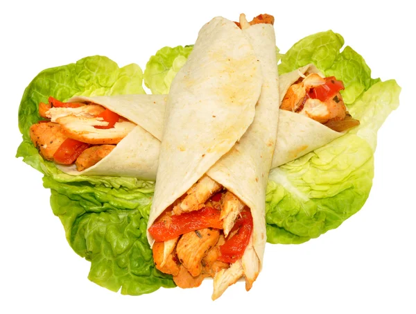Chicken Filled Tortilla Wraps — Stock Photo, Image