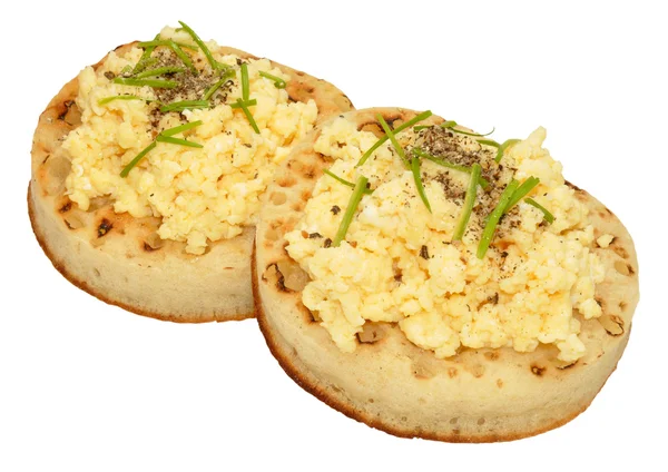 Scrambled Eggs On Crumpets — Stock Photo, Image