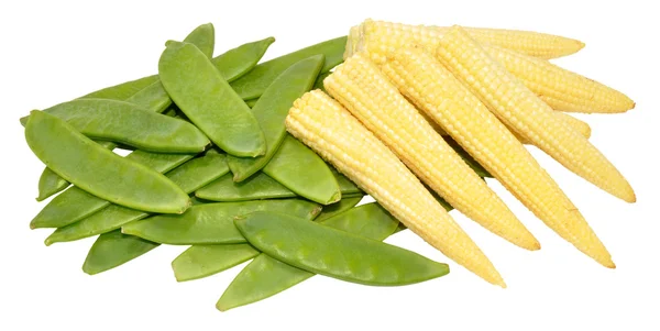 Baby Sweet Corn And Mangetout Peas — Stock Photo, Image