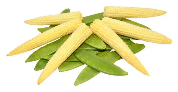 Baby Sweet Corn And Mangetout Peas — Stock Photo, Image