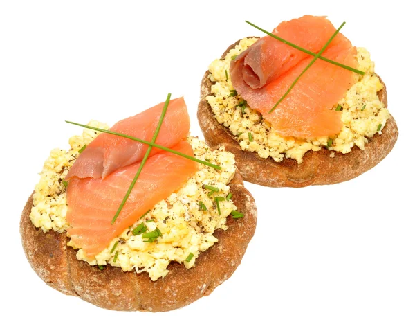 Salmon And Scrabbled Eggs On Toast — Stock Photo, Image