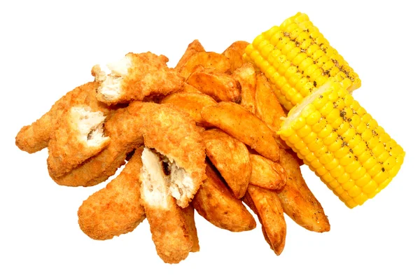 Breaded Chicken Strips And Wedges — Stock Photo, Image