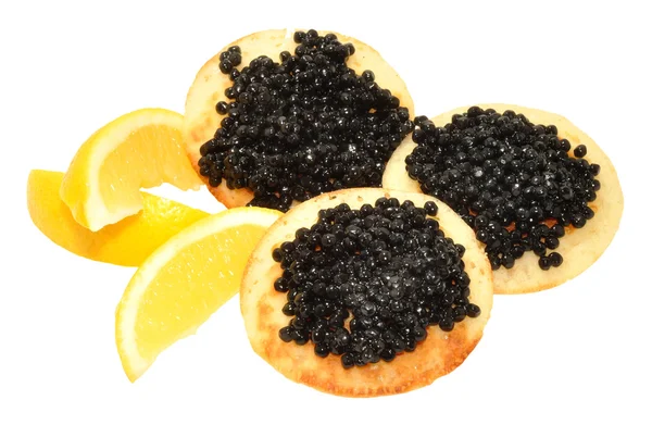 Caviar em panquecas Blini — Fotografia de Stock