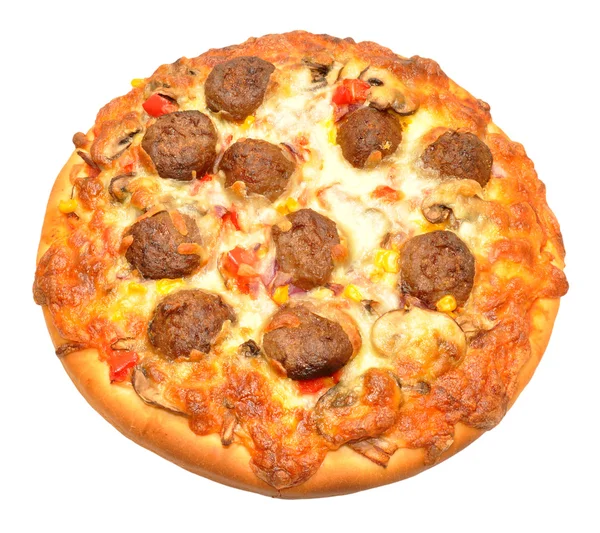 Свіжоспечена піца з м'ясом — стокове фото