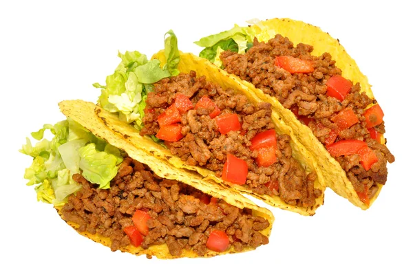 Trois Tacos remplis de boeuf — Photo