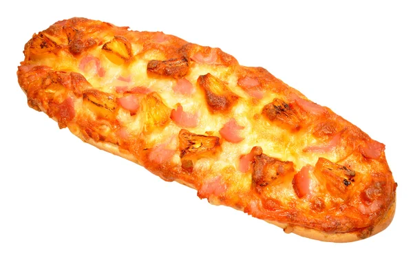 Skinka och ananas baguette bröd pizza — Stockfoto