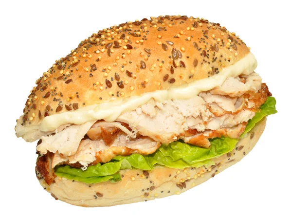 Sanduíche de frango e alface fresca — Fotografia de Stock