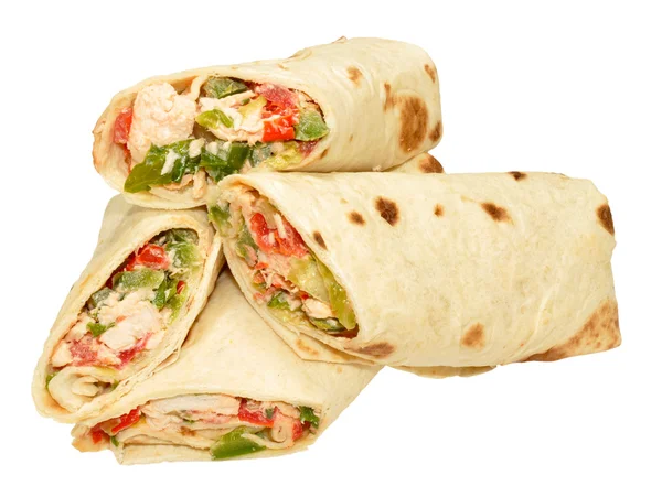 Chicken And Sweet Pepper Filled Wraps — Stock Photo, Image