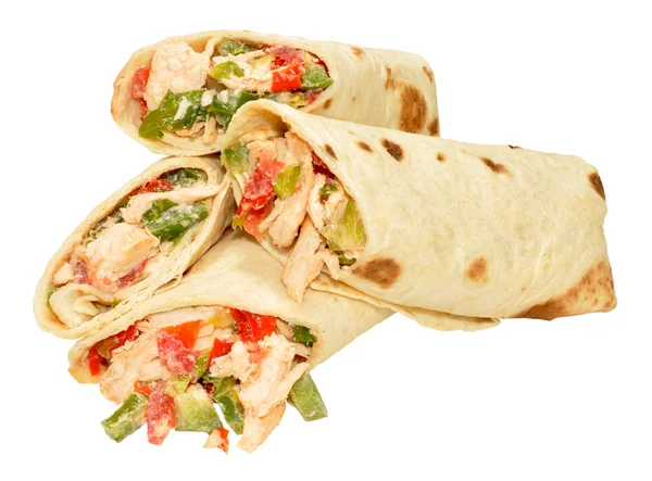 Chicken And Sweet Pepper Filled Wraps — Stock Photo, Image