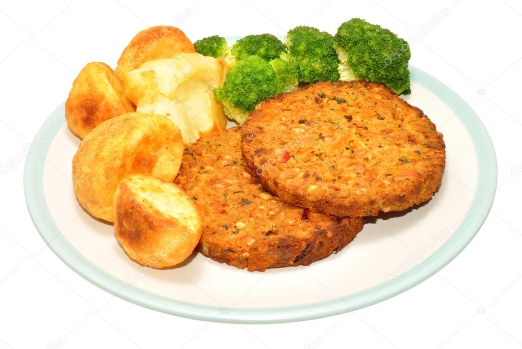 Nut Cutlet And Roast Potato Meal