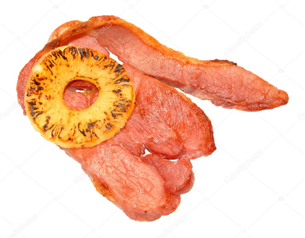 Fried Gammon Steak With Pineapple Ring — Stock Photo © philkinsey