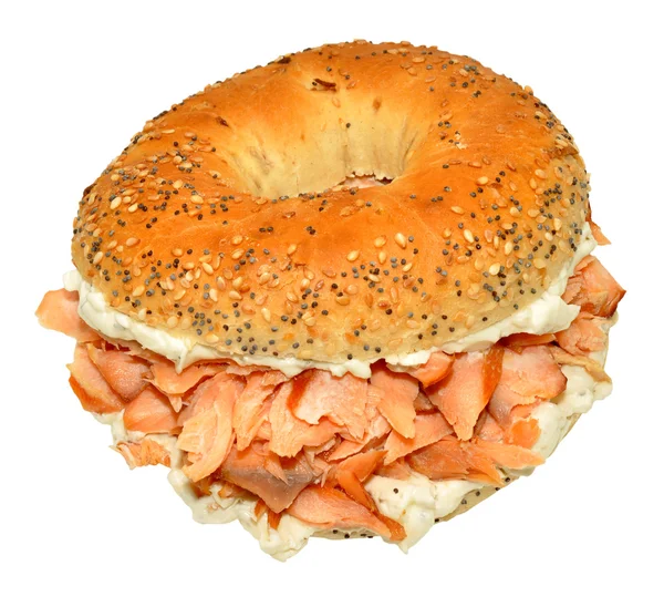 Smoked Salmon And Cream Cheese Bagel Sandwich — Stock Photo, Image