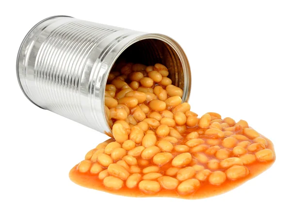 Baked Beans Pouring Out Of Can — Stock Photo, Image