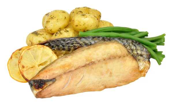 Grillad makrill och potatis måltid — Stockfoto