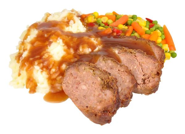 Meat Loaf en aardappelpuree maaltijd — Stockfoto