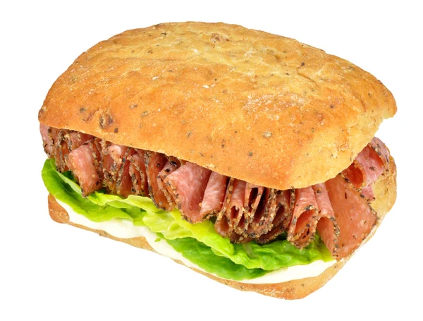 Drsnokřídlec salám Sandwich — Stock fotografie