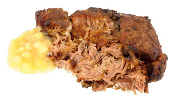 Pulled Pork Meat And Apple Sauce — Stock Photo, Image