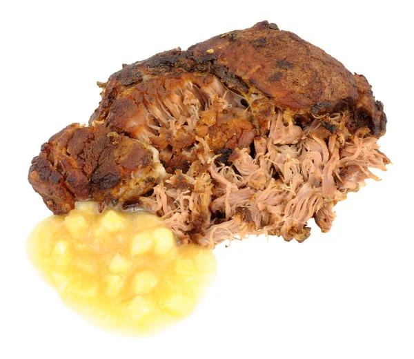 Pulled Pork Meat And Apple Sauce — Stock Photo, Image
