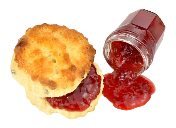 Scone och jordgubbssylt — Stockfoto