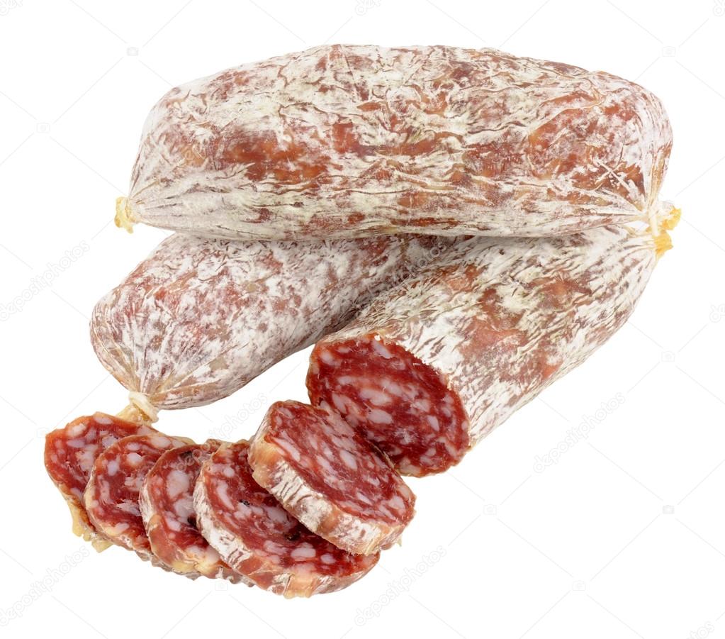 Salchichas de Salami italiano curado seco — Fotos de Stock © philkinsey 95975756 Salchichas de Salami italiano curado seco — Fotos de Stock © philkinsey 95975756