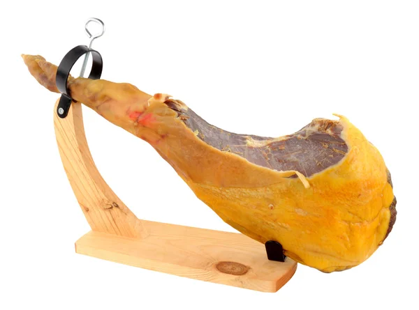 Jamón serrano y soporte para tallar — Foto de Stock