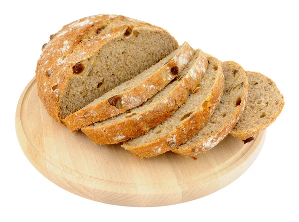 Pão de espiga Pão na placa de pão de madeira — Fotografia de Stock