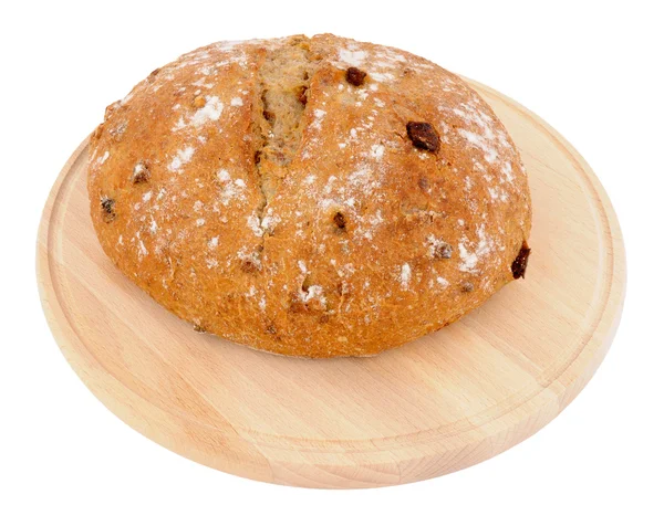 Cob Bread Loaf On Wood Bread Board — Stock Photo, Image