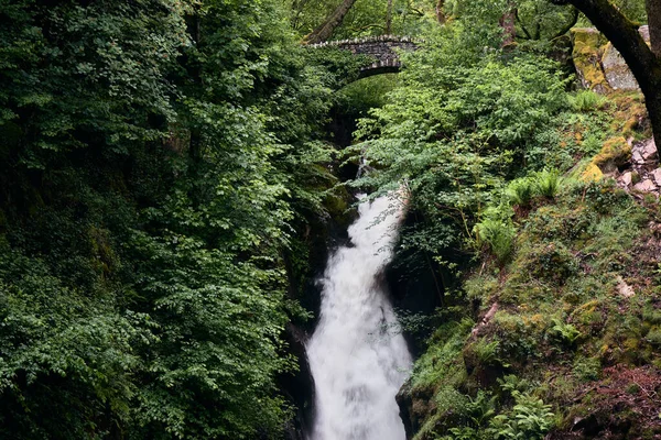 Paisaje Aira Force Una Cascada Cerca Ullswater Distrito Lake Reino Imagen De Stock