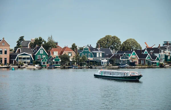 Het Landschap Van Het Dorp Zaanse Schans Nederland Stockfoto